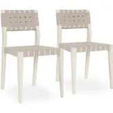 Orlando Dining Chair in White Oak Wood & Taupe Webbing (Set of 2)