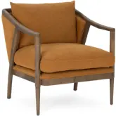 Scarlett Accent Chair in Burnt Orange Fabric & Wood