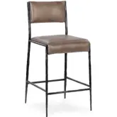 Kayne Counter Stool in Sand Top Grain Leather & Iron