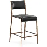 Kayne Counter Stool in Black Top Grain Leather & Iron