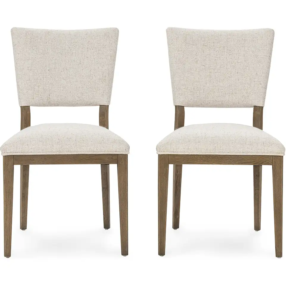 Classic Home Phillip Dining Chair in Oatmeal Linen Fabric & Wood - Thumbnail 3