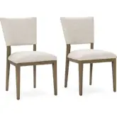 Phillip Dining Chair in Oatmeal Linen Fabric & Wood (Set of 2)