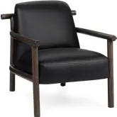 Azoria Accent Chair in Black Top Grain Leather & Wood
