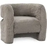 Teddy Plush Accent Chair in Granite Faux Fur Fabric