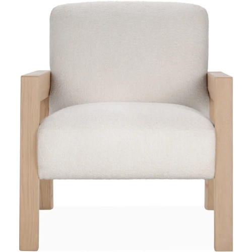 Aliza Accent Chair in Ivory Boucle Fabric & Oak Wood
