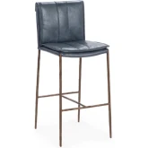 Mayer Bar Stool in Ocean Blue Top Grain Leather & Iron