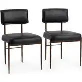 Kester Dining Chair in Jet Black Top Grain Leather & Hammered Iron (Set of 2)