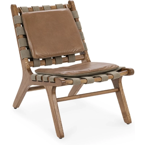Casen Accent Chair in Tan Top Grain Leather & Wood