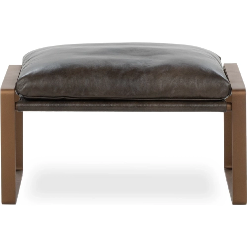 Morgan Ottoman in Truffle Brown Top Grain Leather & Iron