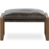 Morgan Ottoman in Truffle Brown Top Grain Leather & Iron