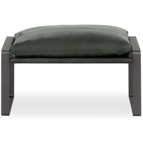 Morgan Ottoman in Forest Green Top Grain Leather & Iron