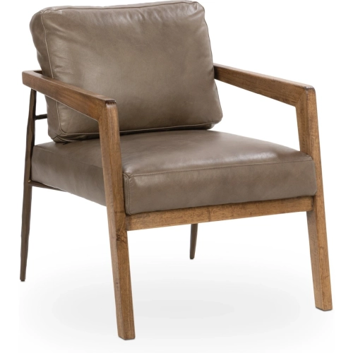 Julia Accent Chair in Truffle Brown Top Grain Leather & Wood