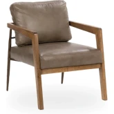 Julia Accent Chair in Truffle Brown Top Grain Leather & Wood