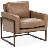 Ken Accent Chair in Tan Top Grain Leather & Iron