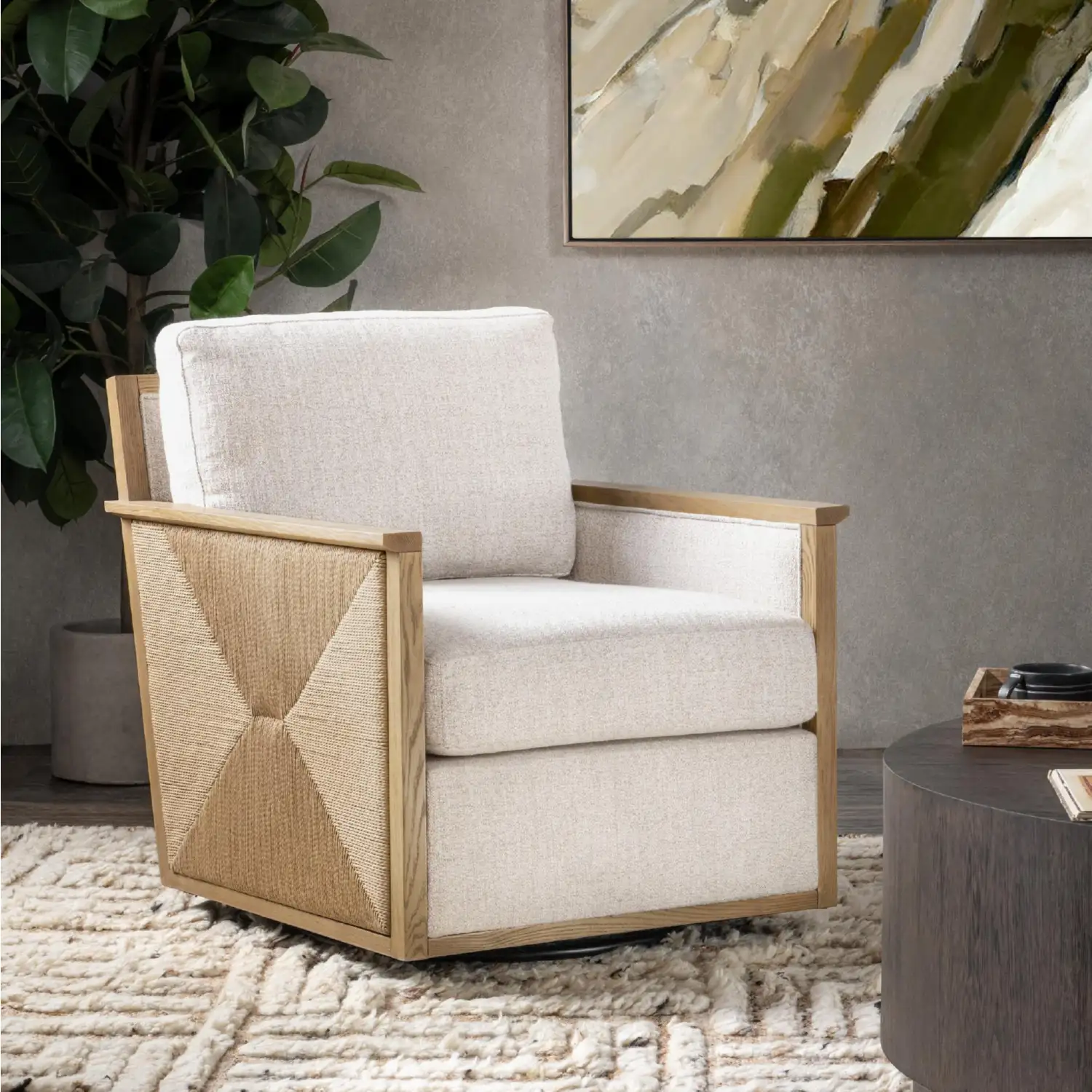 Classic Home Norman Swivel Accent Chair - Thumbnail 4