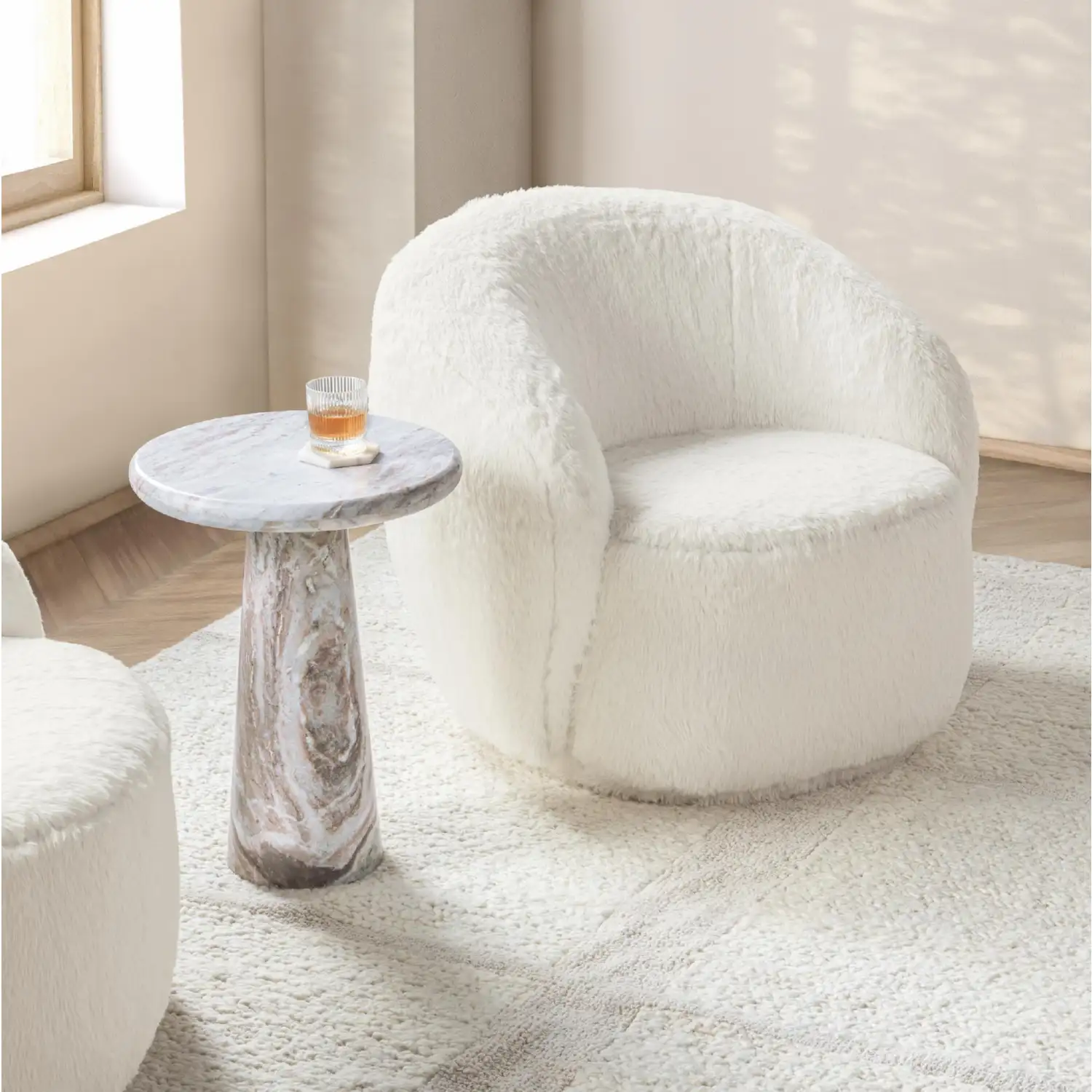 Classic Home Adley Plush Swivel Chair - Thumbnail 2