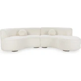 Octavia Sectional Sofa in Vanilla Off White Plush Fabric
