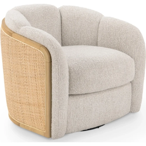 Daisy Swivel Chair in Coastal Sand Neutral Fabric & Wood