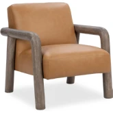 Reyna Accent Chair in Tan Brown Top Grain Leather & Wood
