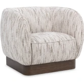 Rinner Swivel Accent Chair in Cocoa Cream Fabric & Wood