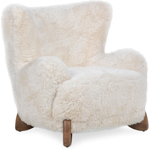 Riya Accent Chair in Vanilla Off White Plush Fabric & Wood