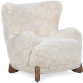Riya Accent Chair in Vanilla Off White Plush Fabric & Wood