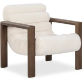 Dahlia Accent Chair in Channel Tufted Ivory Fleece & Wood