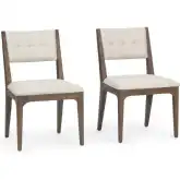 Estelle Dining Chair in Soft Cocoa Brown Reclaimed Wood & Neutral Fabric (Set of 2)