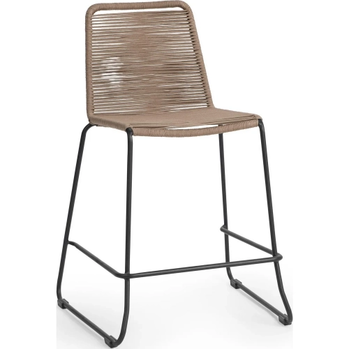 Joslyn Outdoor Counter Stool in Woven Clay Brown Poly Rope & Iron