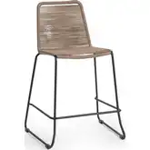 Joslyn Outdoor Counter Stool in Woven Clay Brown Poly Rope & Iron