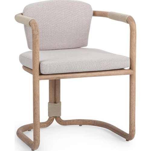 Dawson Outdoor Dining Arm Chair in Neutral Fabric, Rope & Wood