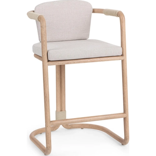 Dawson Outdoor Counter Stool in Neutral Fabric, Rope & Wood