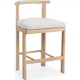 Oliver Outdoor Armless Counter Stool in Wood, Rope & Neutral Fabric