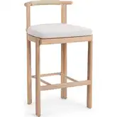Oliver Outdoor Armless Bar Stool in Wood, Rope & Neutral Fabric