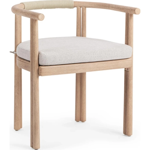 Oliver Outdoor Dining Arm Chair in Wood, Rope & Neutral Fabric