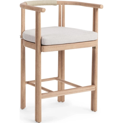 Oliver Outdoor Counter Stool in Wood, Rope & Neutral Fabric
