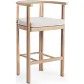 Oliver Outdoor Bar Stool in Wood, Rope & Neutral Fabric