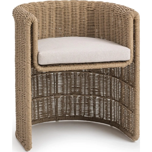 Rami Outdoor Dining Chair in Synthetic Wicker & Neutral Fabric