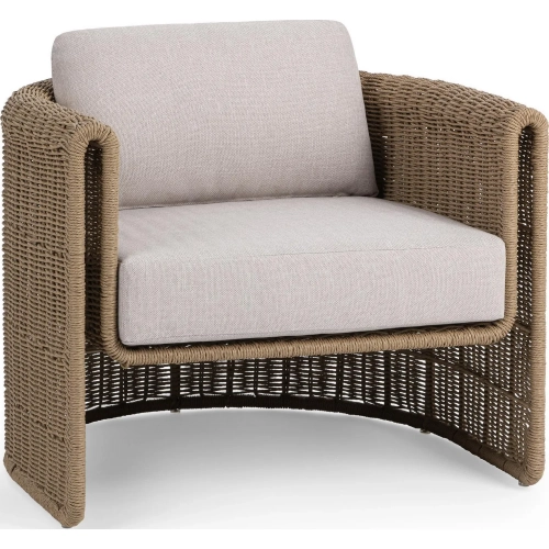 Rami Outdoor Accent Chair in Synthetic Wicker & Neutral Fabric