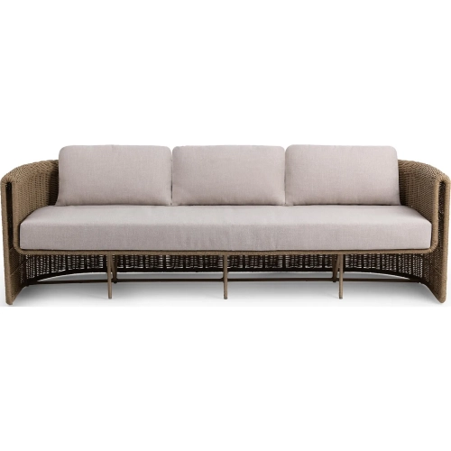 Rami Outdoor Sofa in Synthetic Wicker & Neutral Fabric