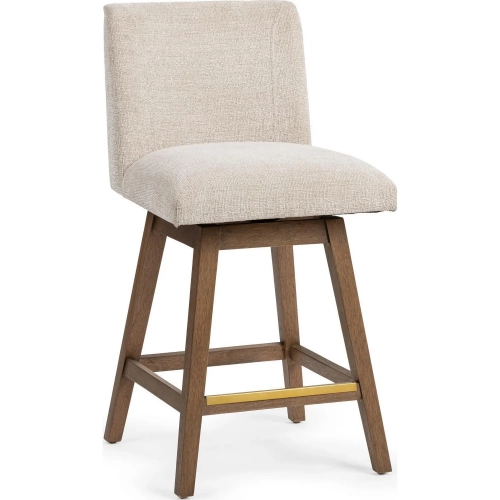 Ava Swivel Counter Stool in Wood & Vanilla Oat Neutral Fabric