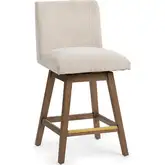 Ava Swivel Counter Stool in Wood & Vanilla Oat Neutral Fabric