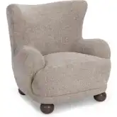 Penelope Accent Chair in Mushroom Taupe Fabric & Wood