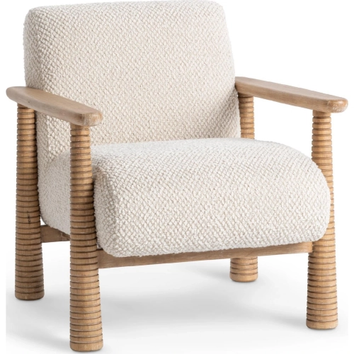 Caprice Accent Chair in Light Beige Fabric & Natural Wood