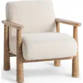 Caprice Accent Chair in Light Beige Fabric & Natural Wood