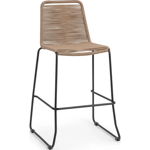 Joslyn Outdoor Bar Stool in Woven Clay Brown Poly Rope & Iron