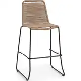Joslyn Outdoor Bar Stool in Woven Clay Brown Poly Rope & Iron