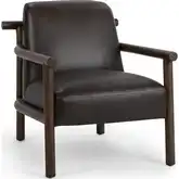 Azoria Accent Chair in Dark Roast Brown Top Grain Leather & Wood