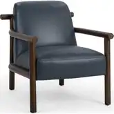Azoria Accent Chair in Mystic Blue Top Grain Leather & Wood