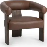 Julina Accent Chair in Rich Cocoa Brown Top Grain Leather & Wood